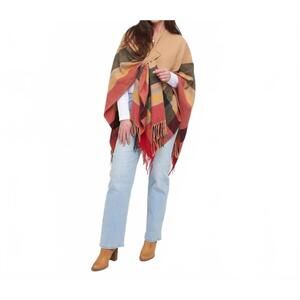 NEW HOWARD'S sidney fringe open front wrap with loop in taupe